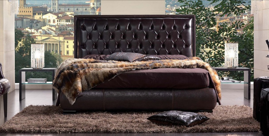 Bed with high headboard in zig-Capito Tuscany, Tosconova