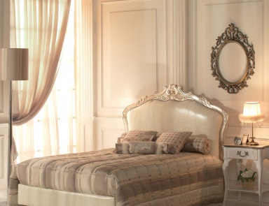 Single bed in leather and silver Baroque, Tosconova (leather bed)