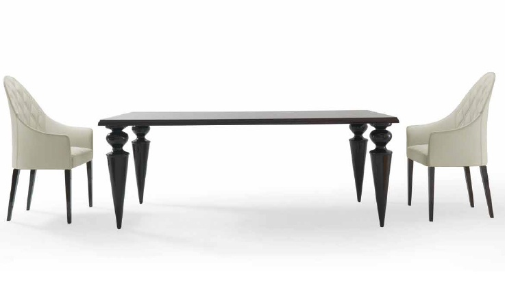 Dining table with legs in Murano glass Gran Canal 72 Legno, Reflex Angelo