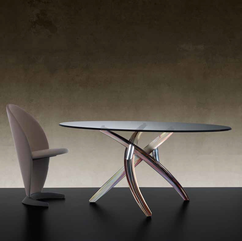 Dining table with glass top Fili D'erba 72, Reflex Angelo