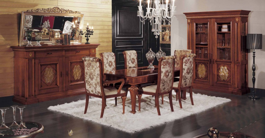 Dining room (dining set) with a gold pattern, Mirandola Export