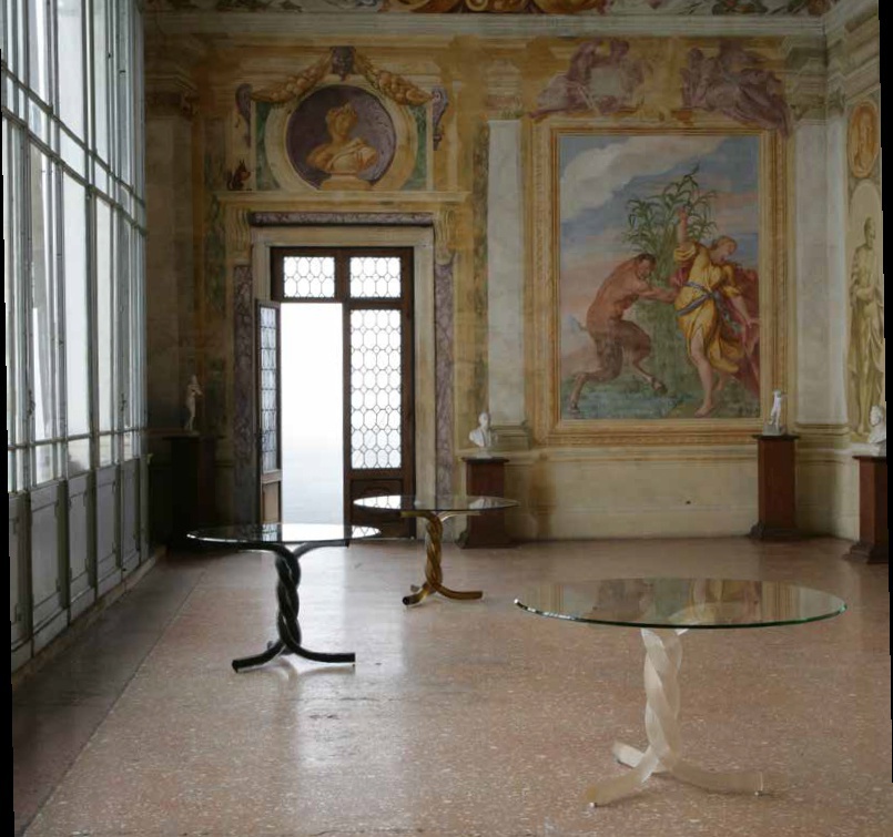 Dining table with glass top Torsades 72, Reflex Angelo