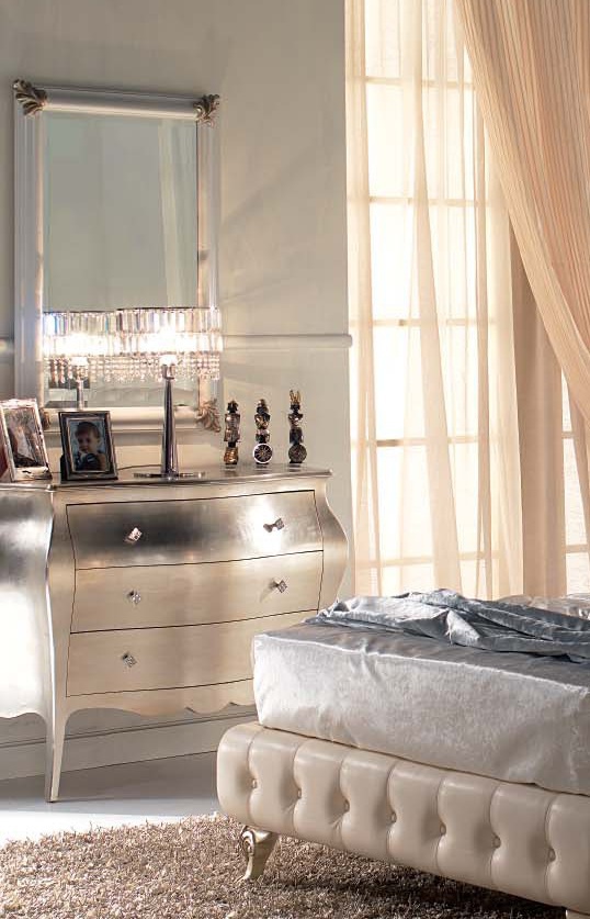 Mirror with carved elements in sheet silver SP110, Tosconova