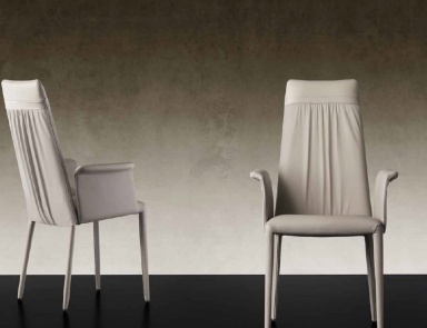 Chair in leather upholstery with fully concealed frame Camilla, Reflex Angelo