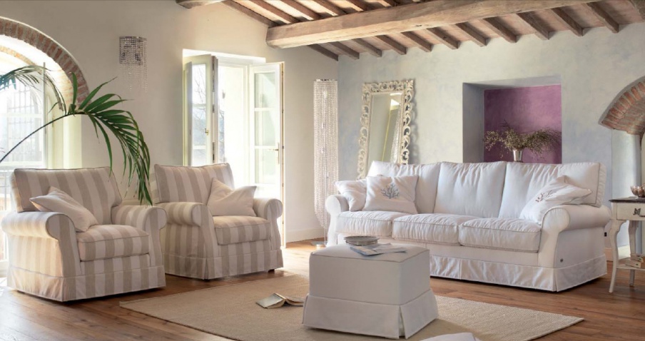 Living room set classic in the fabric Baia Sardinia, Tosconova