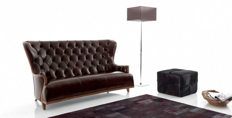 Three-seater sofa in the open frame in veneer Krudelya, Tosconova