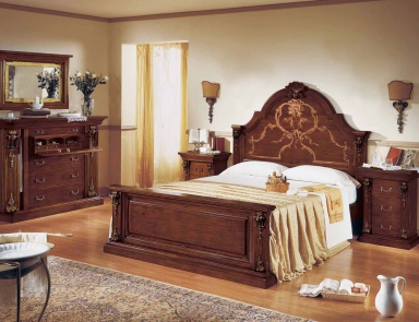 Bedroom (Suite bedroom) with decorative carved patterns, Mirandola Export