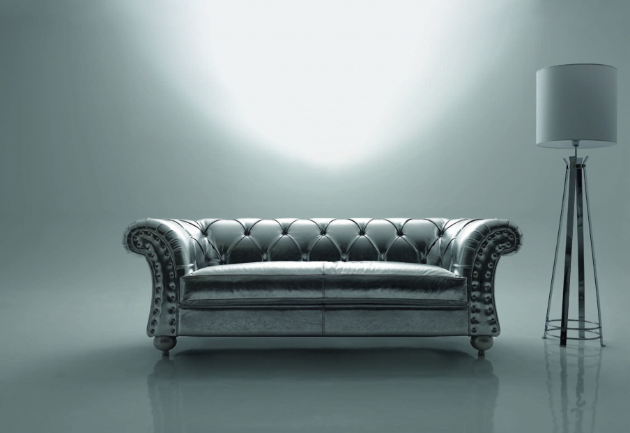 Three-seater sofa in quilted leather upholstery David, Tosconova