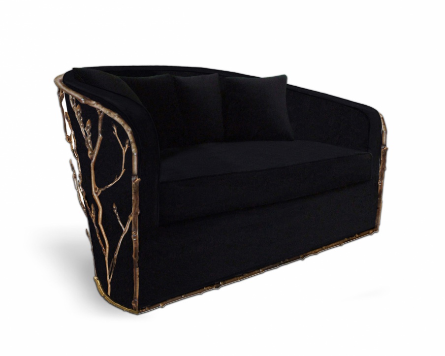 The Enchanted sofa from Portuguese manufacturer Koket with brass finish