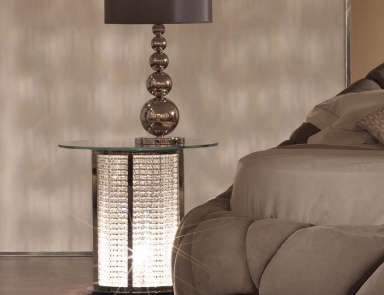 Table bedside Nickel and glass Eliza, Tosconova (bedroom furniture, Italian bedroom)
