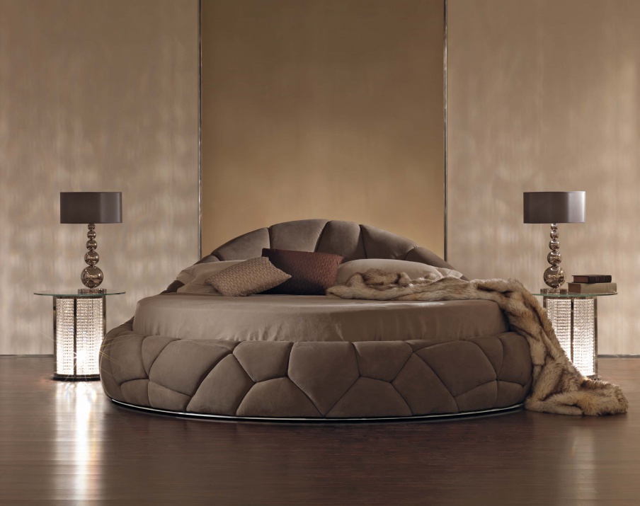 Round bed with round headboard Plumo round, Tosconova