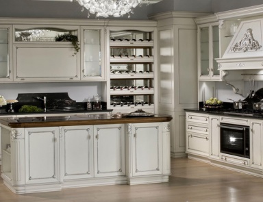 Headsets for kitchens with carved elements in silver Kitchen Design, FMF