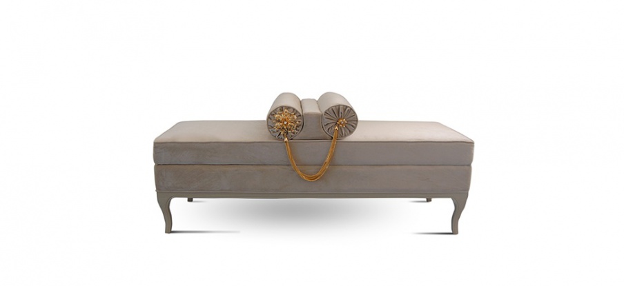 Bench on lacquered legs Le-le, Koket