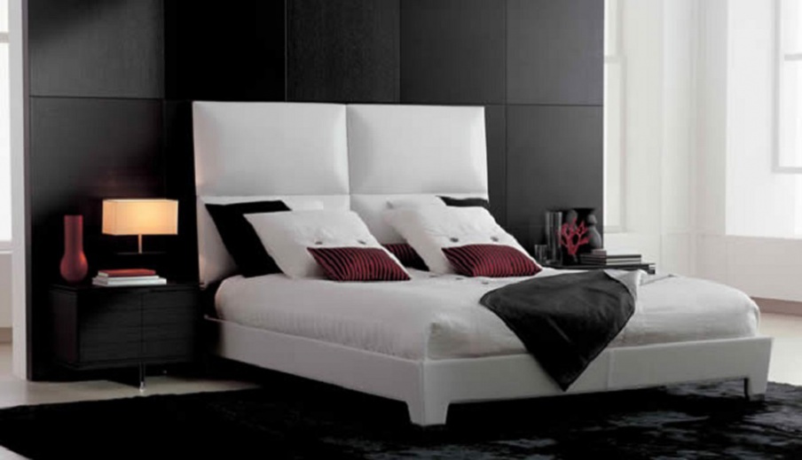 Bed with high headboard upholstered leather Kelly, MisuraEmme