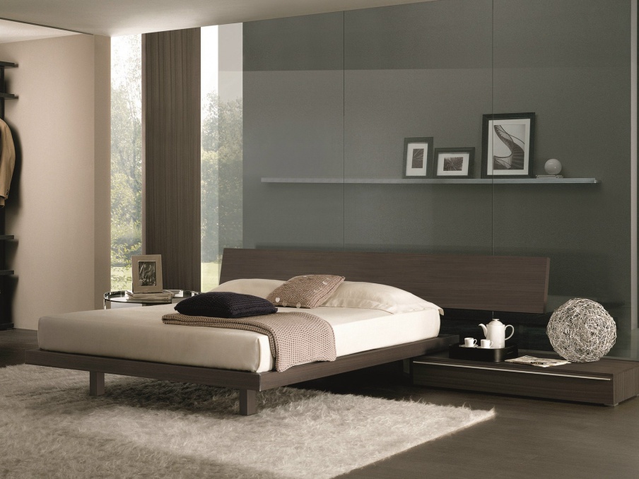 Bed upholstered in leather or fabric Slim, MisuraEmme