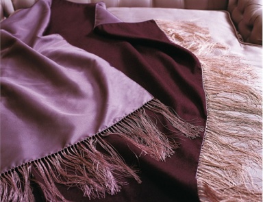 Plaid silk decorated on edge with fringe, handmade - Provasi