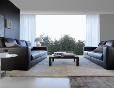 Sofa in leather / textile upholstery, BRANDO - JESSE