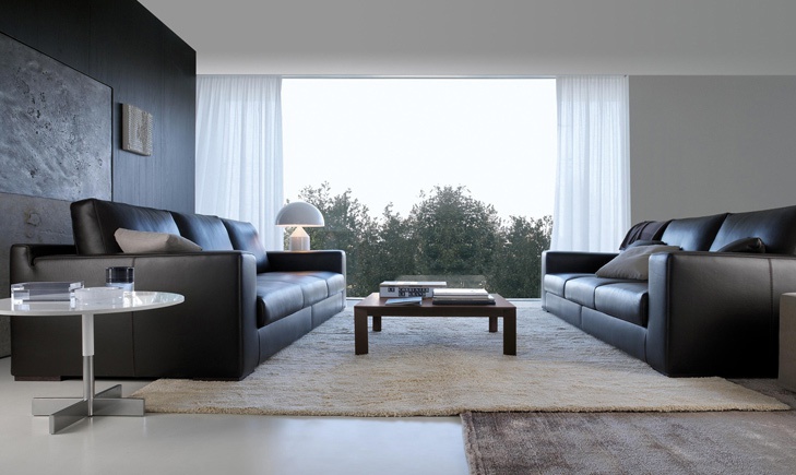 Sofa in leather / textile upholstery, BRANDO - JESSE