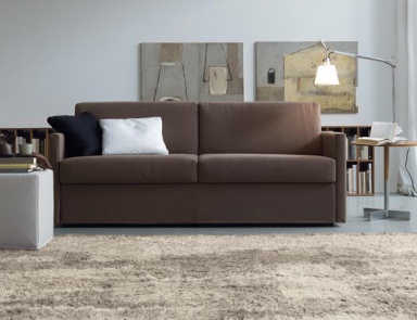 The sofa bed in leather / textile upholstery, LUIS - JESSE