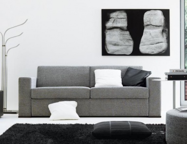 The sofa bed in leather / textile upholstery, GORDON - JESSE