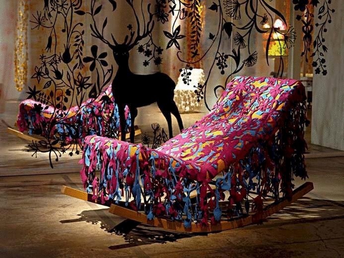 Rocking chair upholstered in fabric Collection Tord Boontje, Moroso