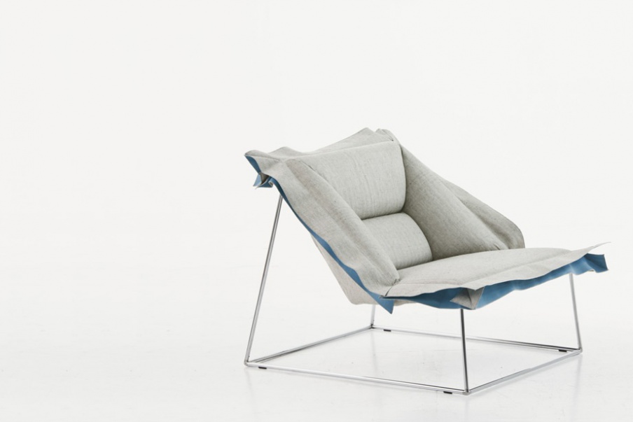 Armchair upholstered in leather or fabric Volant, Moroso