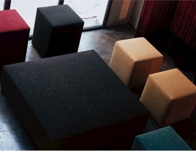 Poof on a frame of wood with leather or fabric upholstery Ku-Ku, Mussi