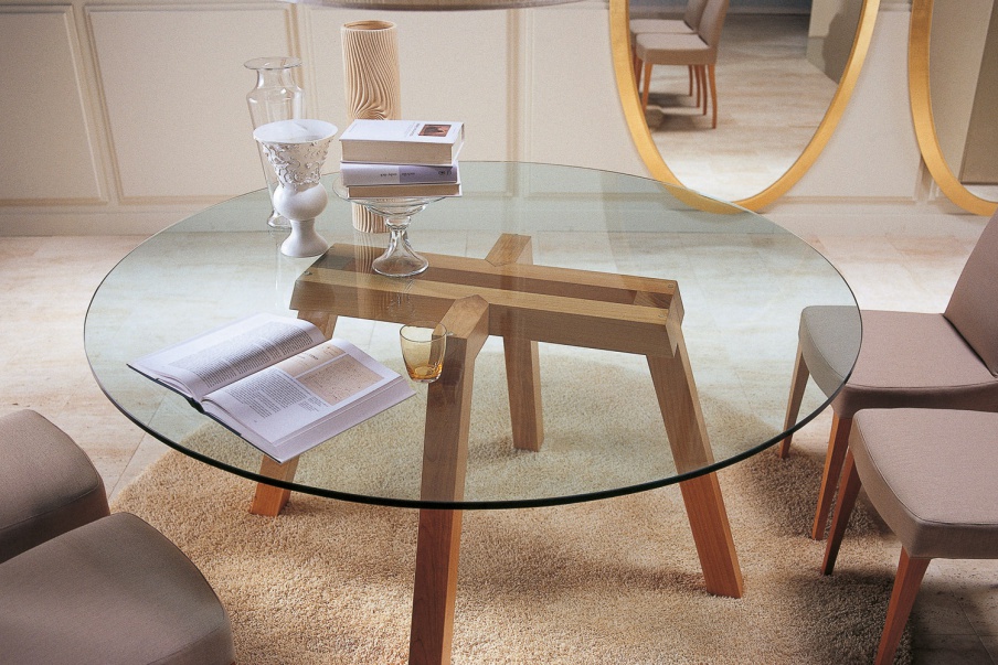 Dining table with round glass top, Koki - Porada