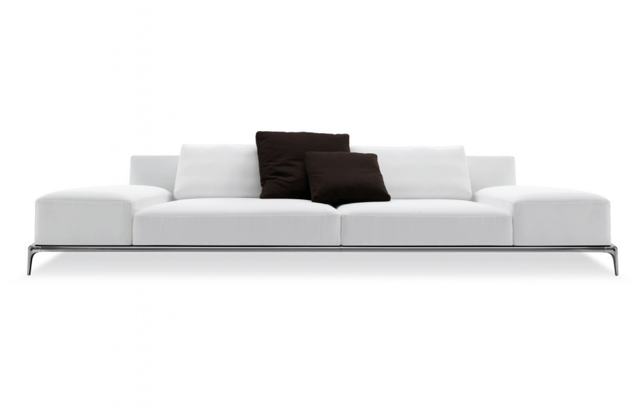 Modular sofa in leather / textile upholstery, Park Poliform