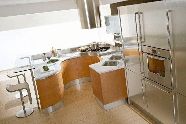 Set for the kitchen with a Breakfast bar Artica, Pedini