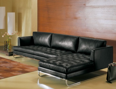 Sofa in leather upholstery, AVENUE SQUARE - Valdichienti