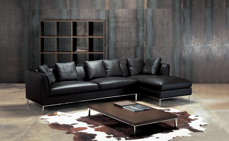 Sofa in leather / textile upholstery, ACADEMY - Valdichienti