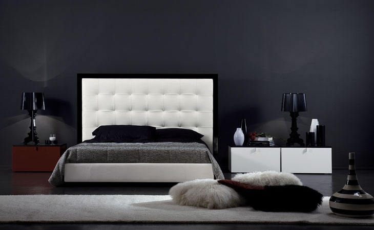 Double bed with high headboard, QUADRATUS - Valdichienti