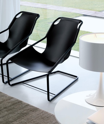 Leather armchair on a metal frame, LINA - JESSE