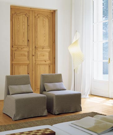 Chair in leather / textile upholstery, BABETTE - JESSE