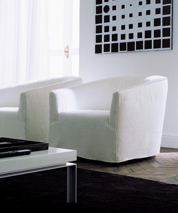 Chair in leather / textile upholstery, CHANTAL - JESSE