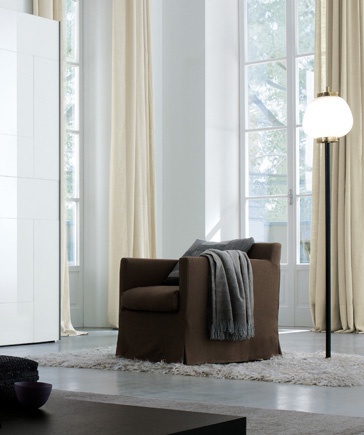 Chair in leather / textile upholstery, GIORGINA - JESSE