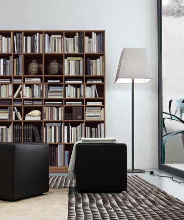 Square pouf in leather / textile upholstery, LEON POUF - JESSE