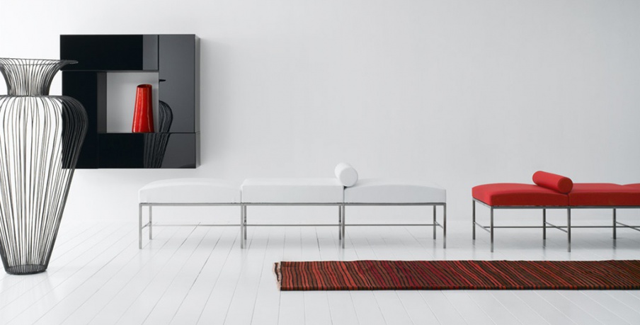 Soft bench on a metal frame Paesaggio, Pianca