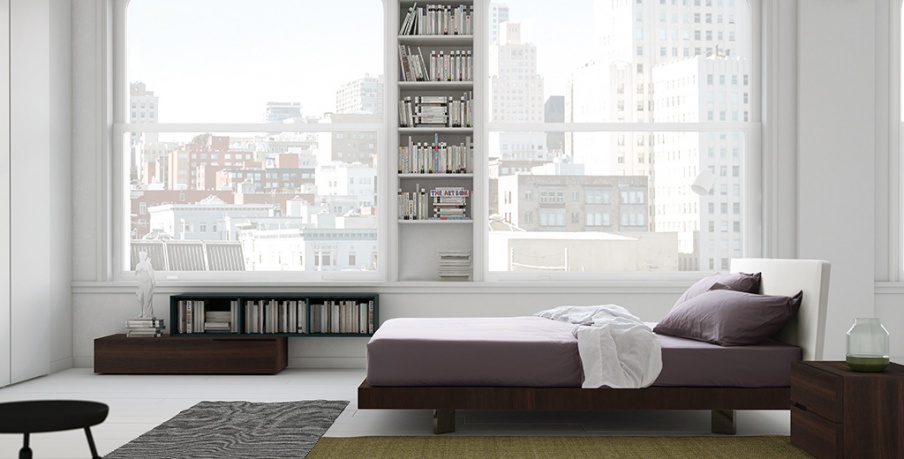 Bed with upholstered headboard People B, Pianca