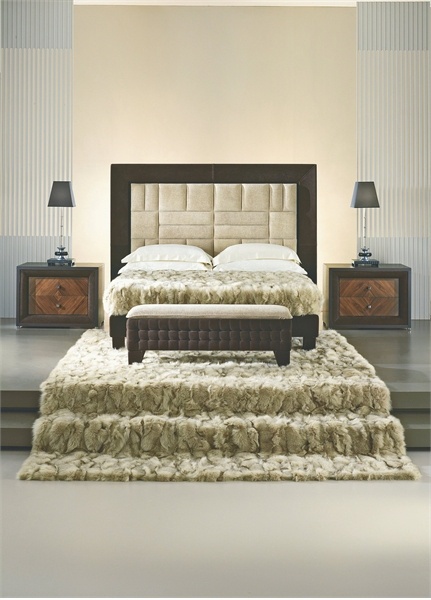 Double bed with upholstered headboard, Caesar - Smania