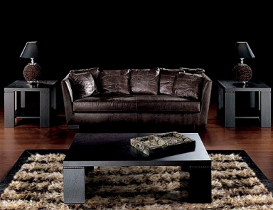 Triple leather sofa, CAIO - Smania