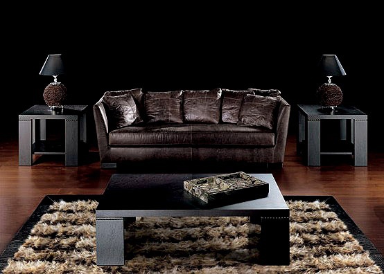 Triple leather sofa, CAIO - Smania