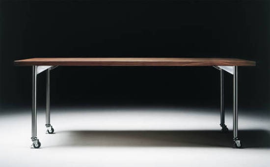 A table made of wood and metal on castors Mixer, Flexform