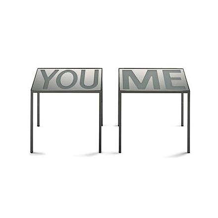 Coffee table with chrome steel You and Me, Flou