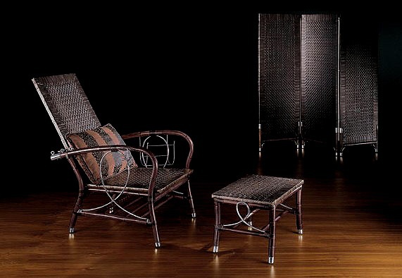 Wicker chair complete with Ottoman, CARIBE - Smania