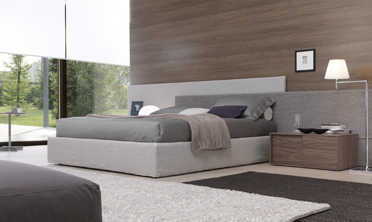 Double bed with upholstered base and headboard, MYLOVE - JESSE