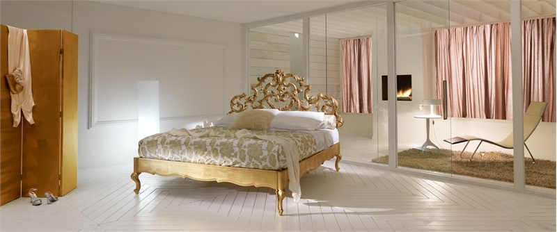 Bed with filigree headboard