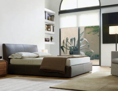 Double bed with upholstered headboard, ROGER - JESSE