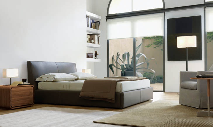 Double bed with upholstered headboard, ROGER - JESSE